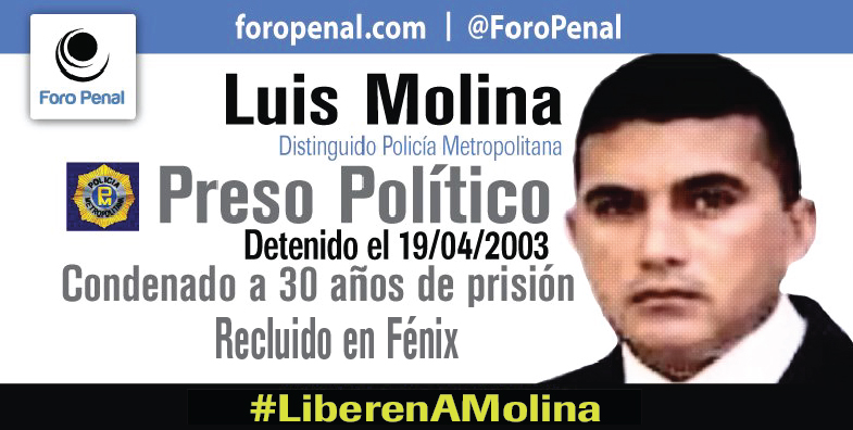 ForoPenal's tweet photo. Luis Molina, ex funcionario de la Policía Metropolitana de Caracas, privado de libertad con fines políticos desde el 19/04/2003 cuando tenía 30 años. Acusado falsamente de ser responsable de los asesinatos de Puente Llaguno el 11 de Abril de 2002.
#LiberenAMolina
Venezuela https://t.co/IhfDMPD9iv