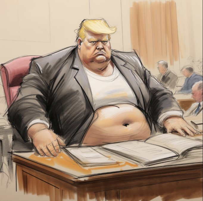 Take it easy on me, it’s my first day on the job as court sketch artist. #TrumpArraignment