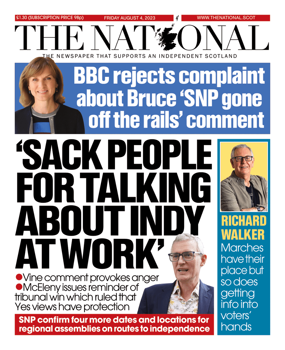 ScotNational's tweet photo. Tomorrow's front page 🗞️
Jeremy Vine sparks controversy with 'fire people who talk about Scottish independence at work' comments https://t.co/BHGtyWpYa8