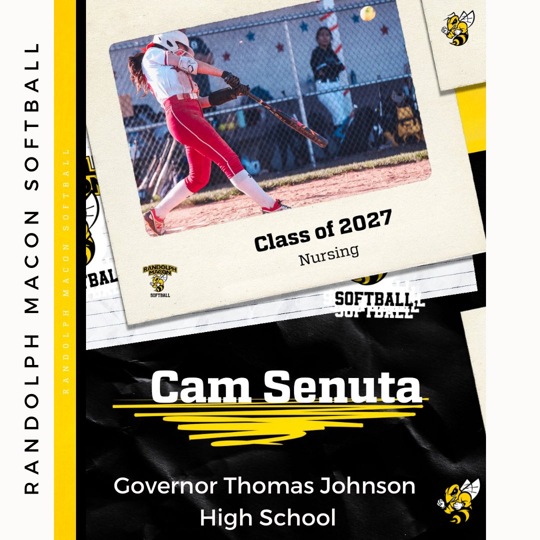 𝑪𝒂𝒎 𝑺𝒆𝒏𝒖𝒕𝒂

Cam is a middle infielder from Governor Thomas Johnson High School. There she received her CNA/GNA academic certification and was a varsity athlete all 4 years. Cam plans to major in nursing and chose RMC for the nursing program and softball program!
Welcome!