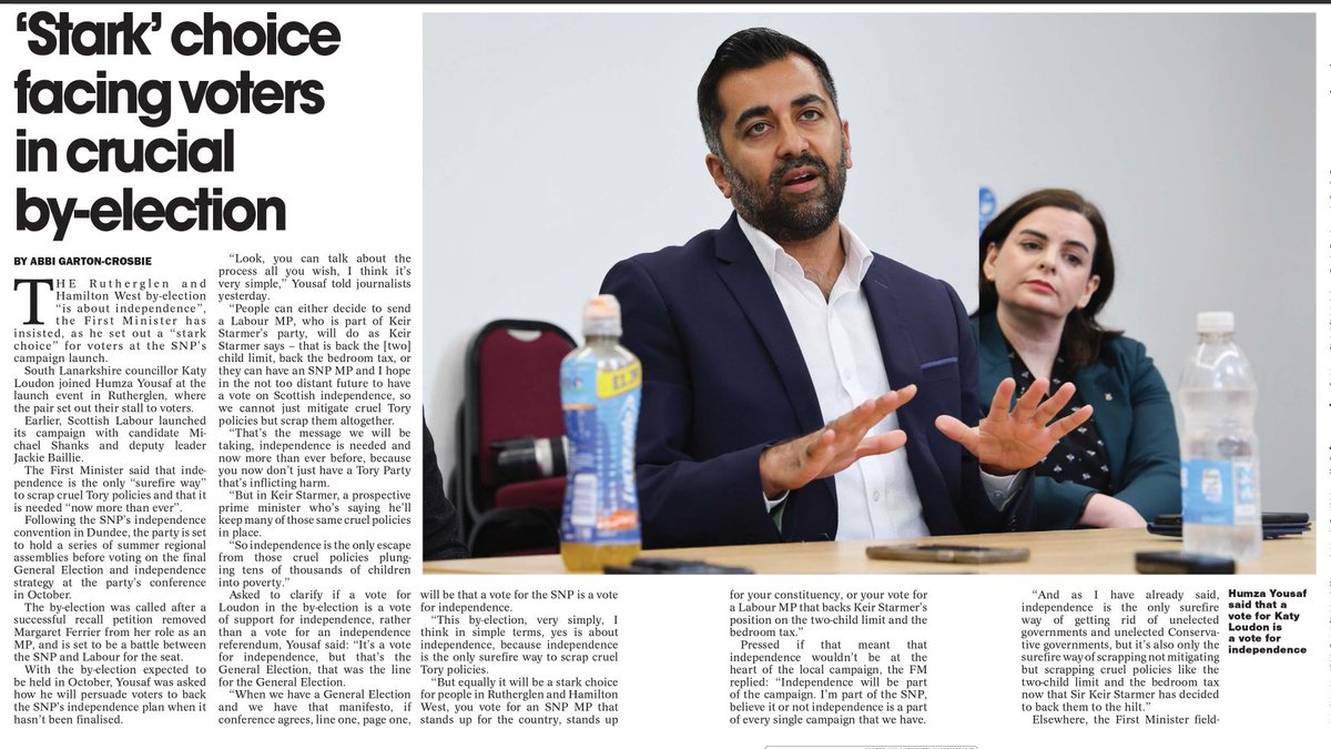 Humza seems to determined to position himself at the front of this Rutherglen by-election and consign his actual candidate to a supporting role.

It's just making him look desperate. 

It also makes it look like he doesn’t really trust the candidate.