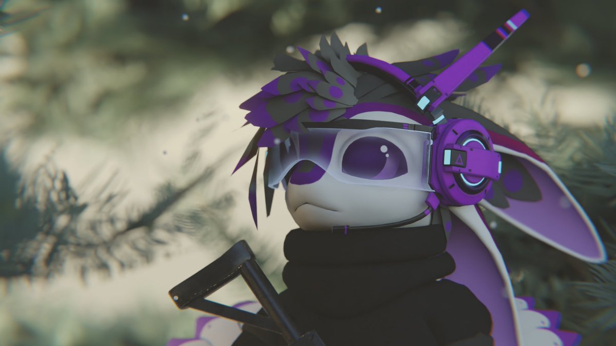 Did a quick render of <a href="/DimiAvali/">Dimi Stella</a>’s bird as a training render for me to get better at portrait like things 
(Visor is just the one by aico)
A bird out in the forest walking and watching, with her rifle ready for something as a camera snaps this photo