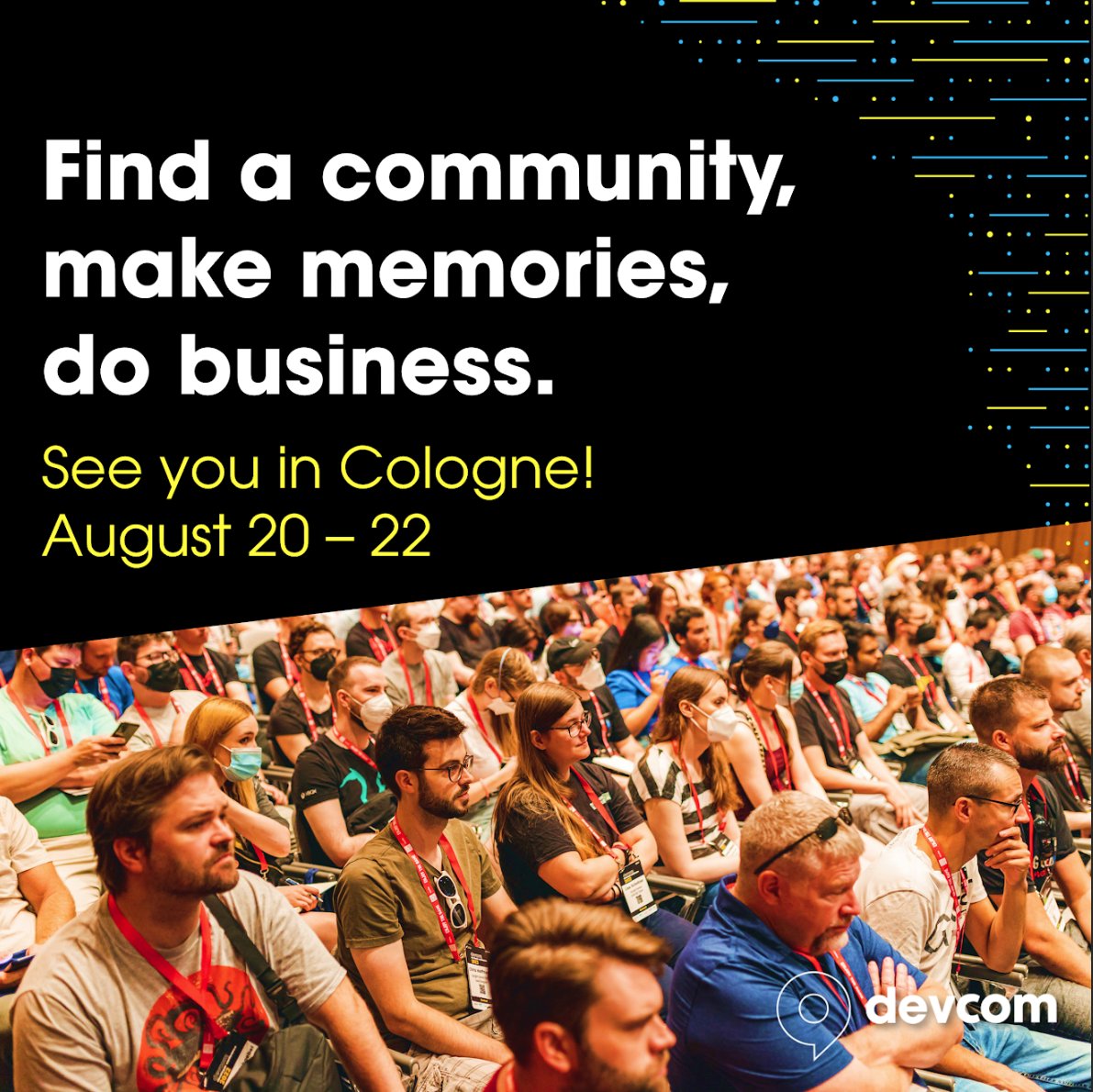 Ebenso vielen Dank an die Unterstützung von @devcom_global ! 
Die devcom ist die offizielle Spieleentwicklerkonferenz der gamescom und findet 20.-22. August in Köln statt. #ddc2023 
📅 Mehr Infos: devcom.global/ddc-2023/ 
🎫 Hol dir dein Ticket hier: devcom.global/tickets/