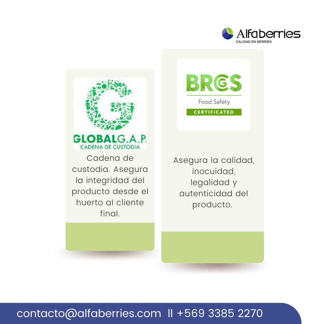 alfaberries's tweet photo. Nuestras certificaciones ✅

#certificaciones #exportadora #agroindustria #planta #procesos #servicios #agricola https://t.co/oKljLQKkGs