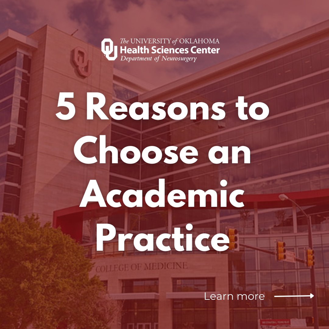 OU_Neurosurgery's tweet photo. Patients often ask about the benefits of choosing an academic practice, like #OUNS, so we put together this list.
Would you add anything else? More in the thread!
#OUNS #neurosurgeon #neurosurgery #neurosurgeryawarenessmonth #neurosurgeryawareness https://t.co/Z4BY3B45n3