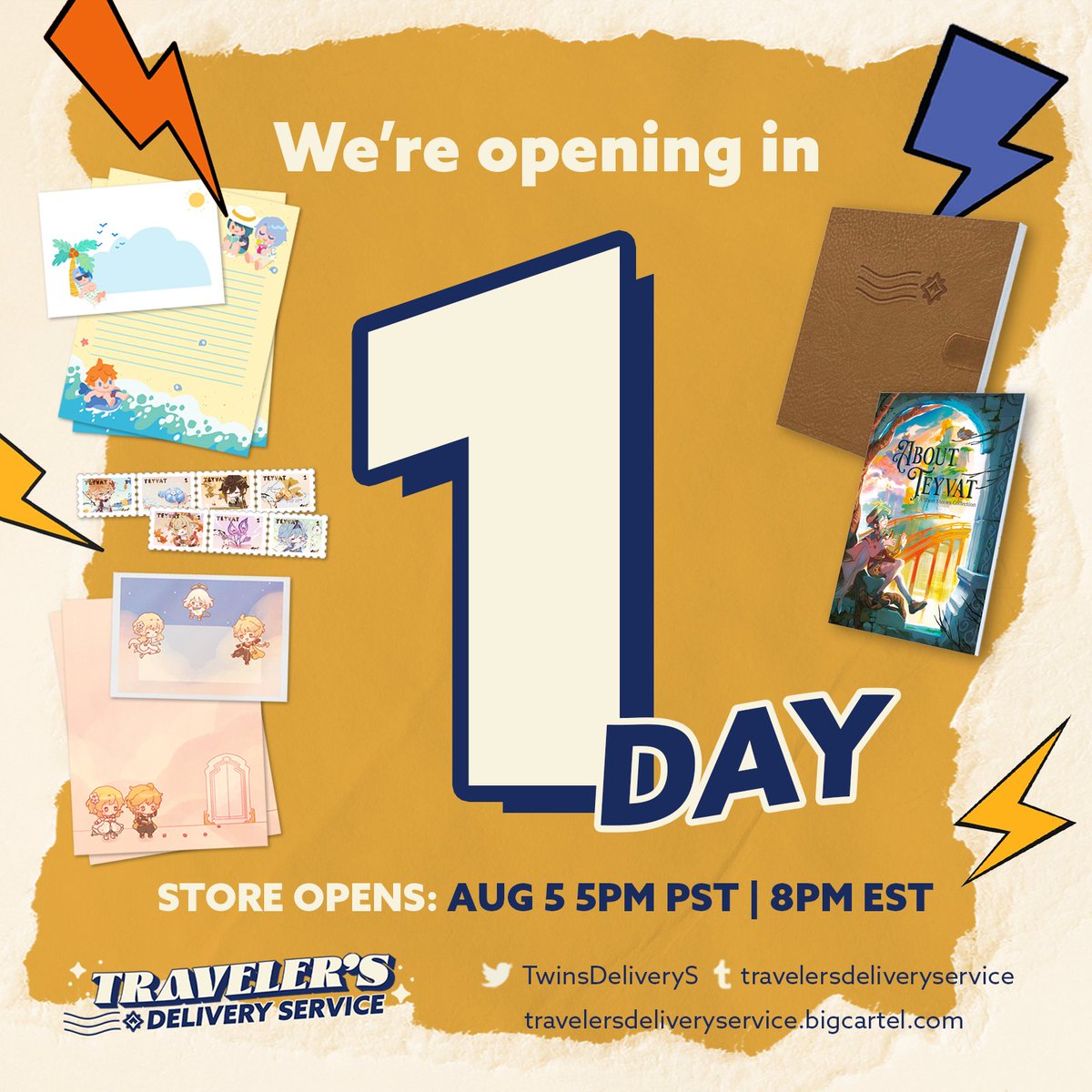 TwinsDeliveryS's tweet photo. 💌 24 HOURS LEFT!

Our store is opening tomorrow at 5PM PST | 8PM EST~
Last chance to grab our charming envelope and letter sets and matching washi tapes ✉️

See you there! https://t.co/V1qmibym0k