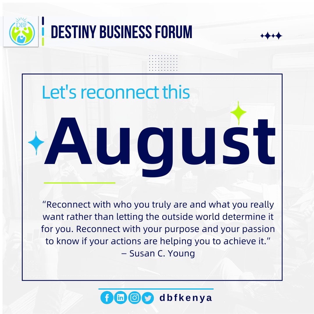 dbfkenya's tweet photo. Part of this reconnecting is our Business Breakfast Reunion in 3 weeks' time, Friday 25th August, 8.00 am at the @emoryhotelke. 
It's about identity, purpose, and passion. Are you looking forward to this? See you there.
#effectiveculturedbusinesses
#August https://t.co/6kLot31sRO