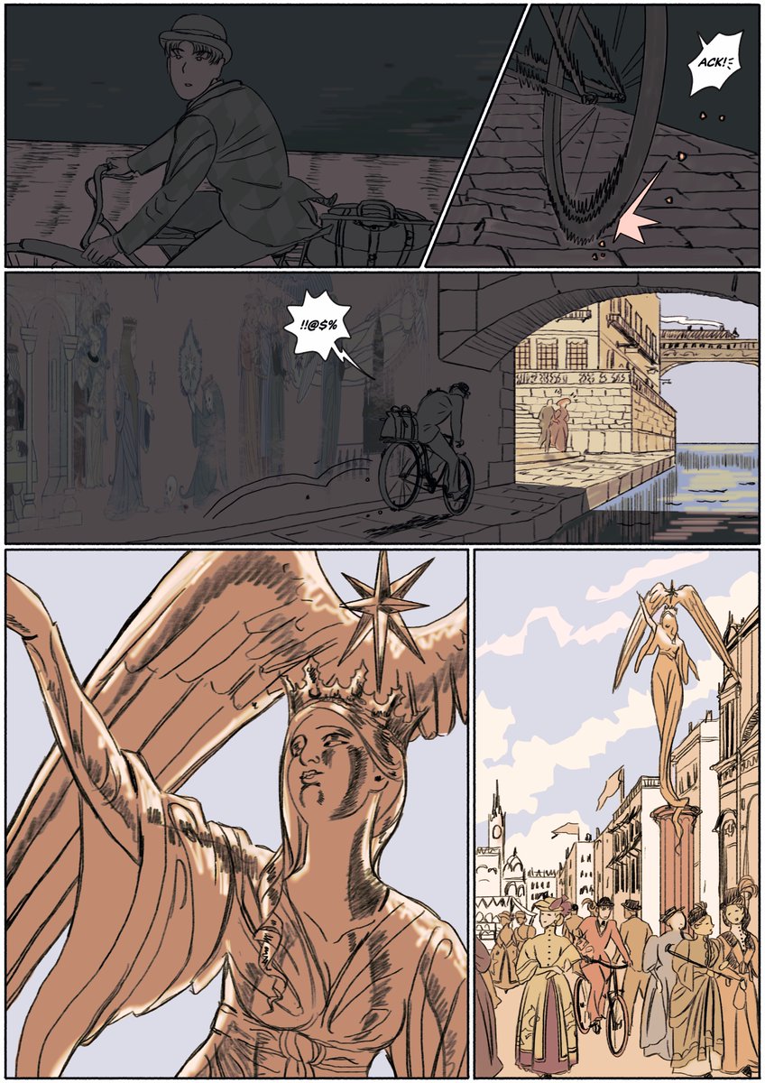 The Quiet End of the Mundane Age is coming to Shortbox Comics Fair in October! It's a 70pg gay romance comic between an art historian and a scholar of theoretical magic, set against a fantasy backdrop :•)