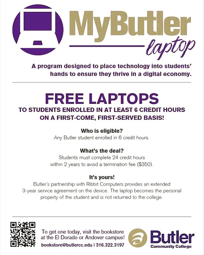 ButlerAcademies's tweet photo. Start your semester off on the right foot (or screen)!! ECA students qualify for this awesome opportunity!! For questions, pop in either Bookstore location or reach out via email: bookstore@butlercc.edu or phone: 316.322.3197 #digitalliteracy https://t.co/pEeiBYlVtj