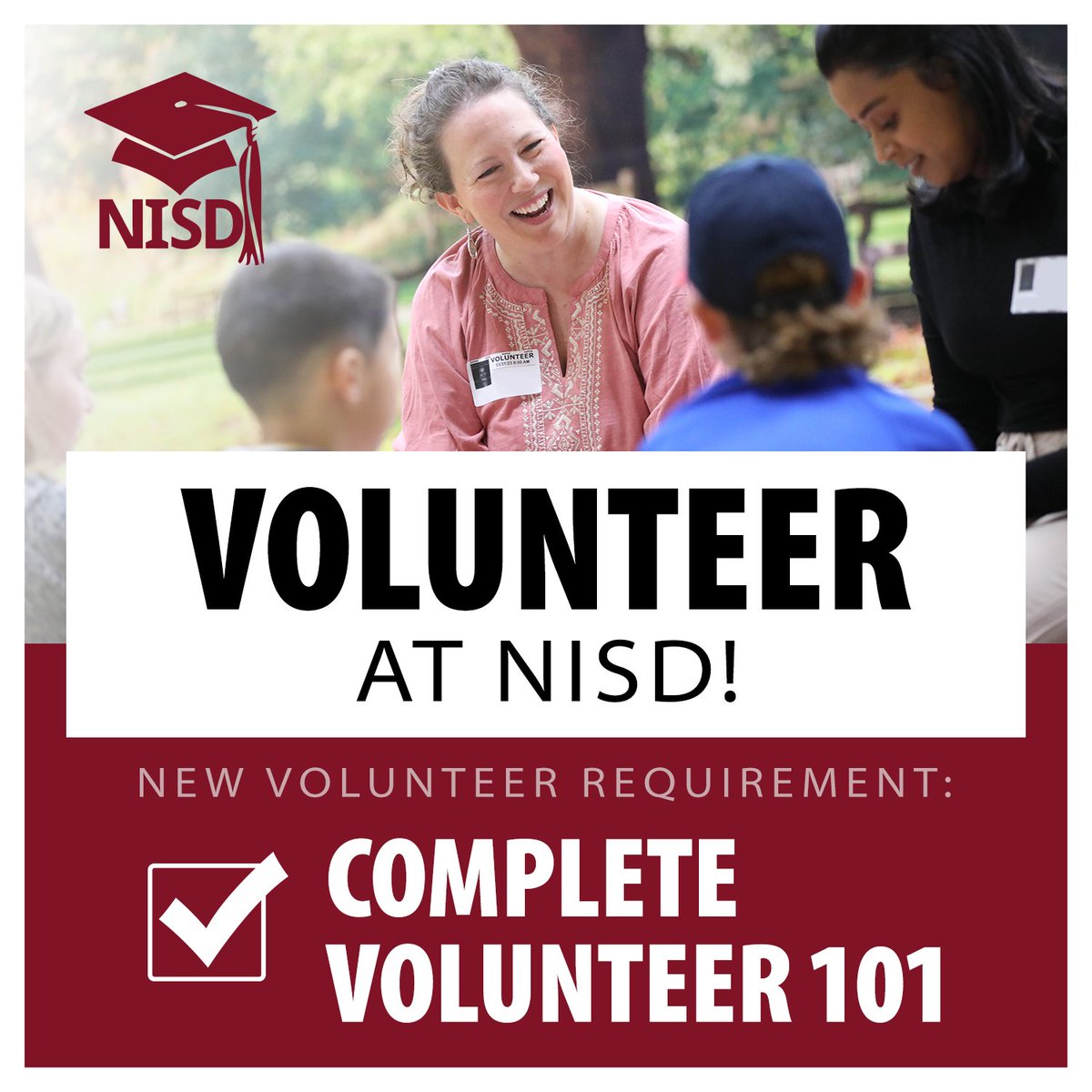Northwest ISD PIE (@northwestpie) on Twitter photo A new step has been added to the process of becoming a volunteer at <a href="/NorthwestISD/">Northwest ISD</a>. After completing the volunteer application, potential volunteers must now also complete Volunteer 101, a self-paced, online orientation. For more information, please visit nisdtx.org/volunteer. A new step has been added to the process of becoming a volunteer at <a href="/NorthwestISD/">Northwest ISD</a>. After completing the volunteer application, potential volunteers must now also complete Volunteer 101, a self-paced, online orientation. For more information, please visit nisdtx.org/volunteer.