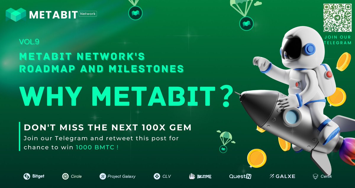 bmtcfoundation's tweet photo. 🚀Rocket Launch Vol. 9🚀
METABIT Dazzling Rising Star in a Bear Market
📖Topic: METABIT NETWORK'S ROADMAP AND MILESTONES
⌚August 4th, 9:00 A.M. EST
🎙METABIT TEAM
🔗Venue: https://t.co/b4ul8u5ktR
#METABIT #RocketProject #CryptoGiveaway https://t.co/hIrOGYYaVq