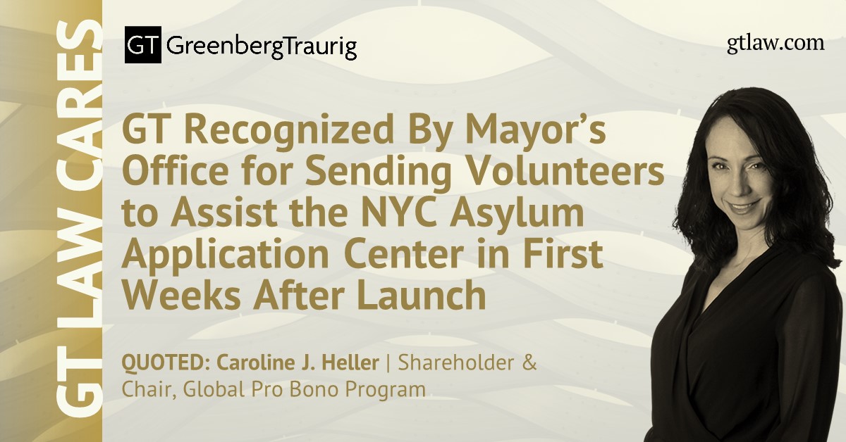 .<a href="/GT_Law/">Greenberg Traurig LLP</a> is proud to once again demonstrate its commitment to making community impact through #probono by sending volunteers to assist with New York City’s newly launched Asylum Application Help Center. Read the press release from the <a href="/NYCMayor/">Mayor Zohran Kwame Mamdani</a> office: buff.ly/3QpNZof.