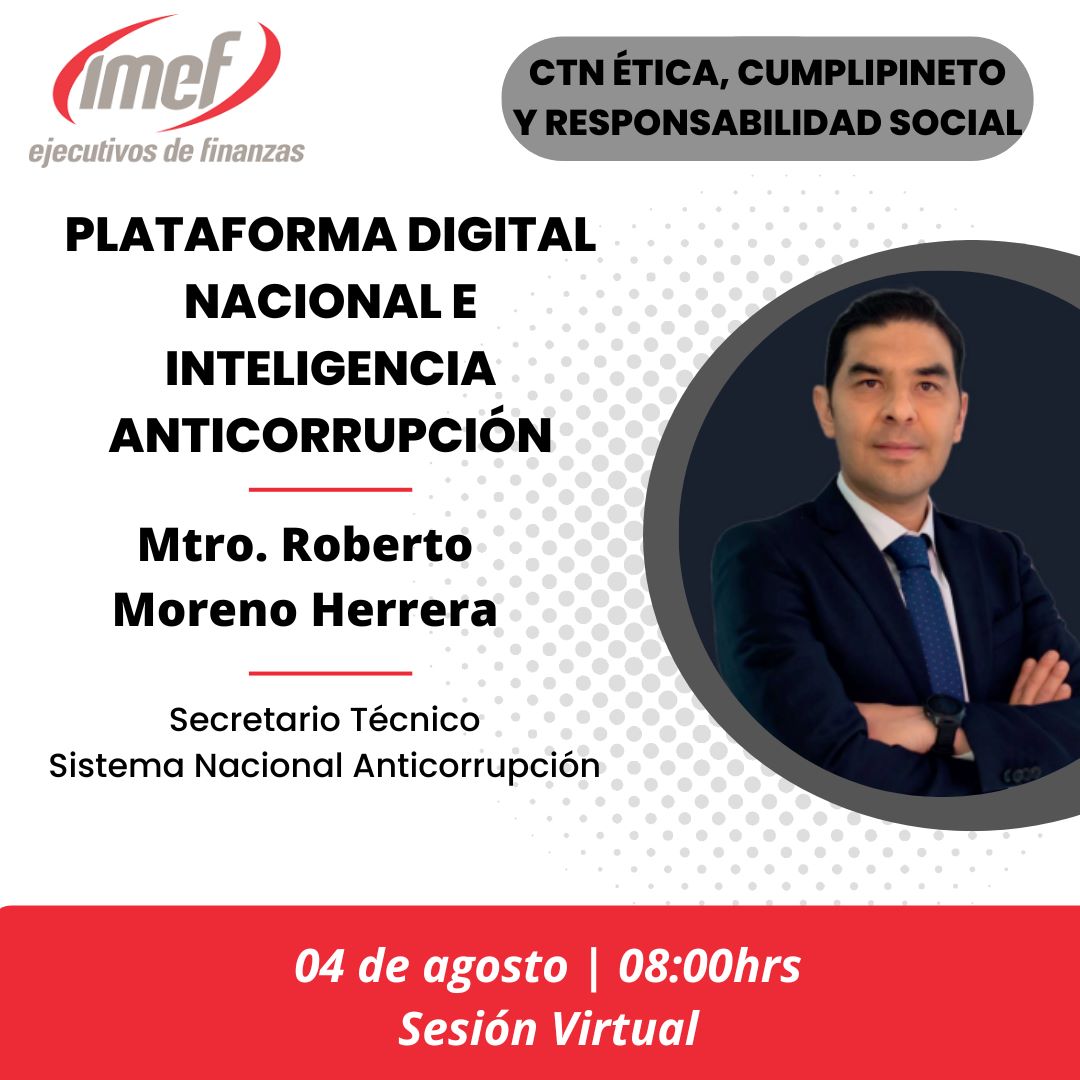 SESNAOficial's tweet photo. 🌀 Agradecemos a @IMEFOficial por la invitación a @morenoroberto77, Secretario Técnico de #SESNA para dictar la conferencia "Plataforma Digital Nacional e Inteligencia Anticorrupción"

#PDN #IA #Anticorrupción https://t.co/bCcZPQlrmI