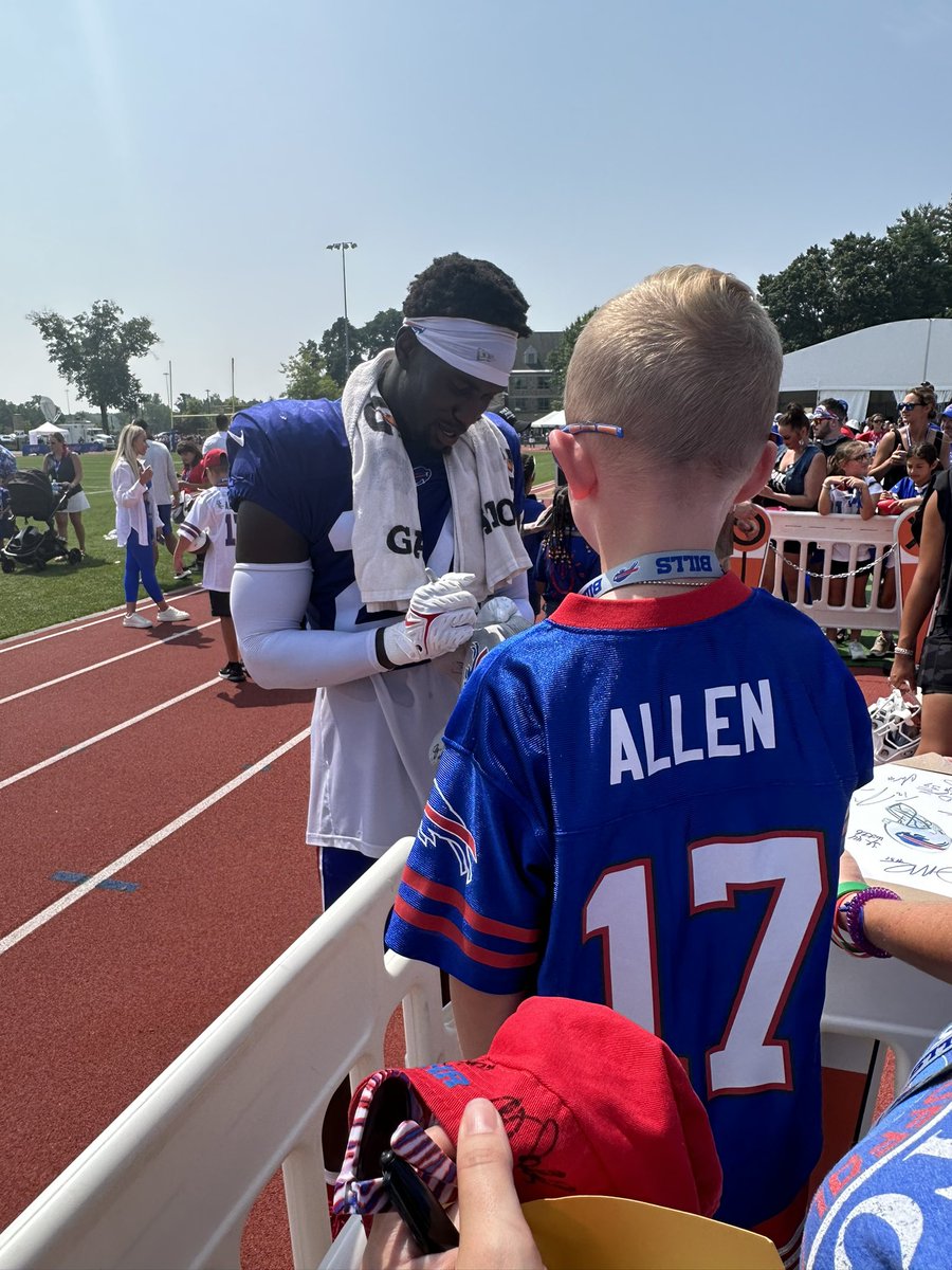 jchm711's tweet photo. Thank you @kaiirelam5 for talking with my six year old while giving him an autograph at training camp today. You were the only person to do that today. You were so engaging, asked his name, and created a lasting memory! You have lifelong fans in our family. Go Bills! https://t.co/RdTi4Q0ov7