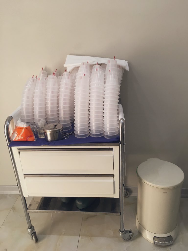 LittleZab's tweet image. Forced vacation calls for a trip to my #naturopath’s office (who is also an MD). Nothing relieves my neck/back/shoulder pain like cupping. 
(Not pictured: the #hijamat (wet cupping) that came afterwards).
#Tehran