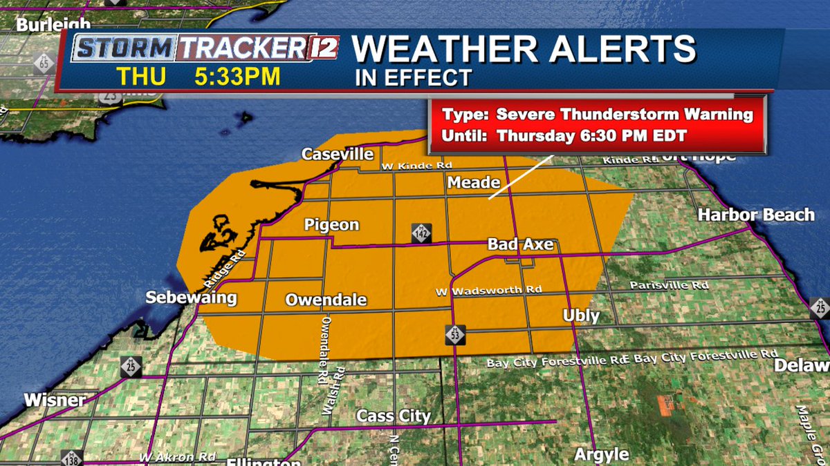 ABC12WX's tweet image. A Severe Thunderstorm Warning is in effect until Aug 03, 2023 6:30PM. Tune into ABC12 on air or download our ABC12 First Alert Weather App for more details.