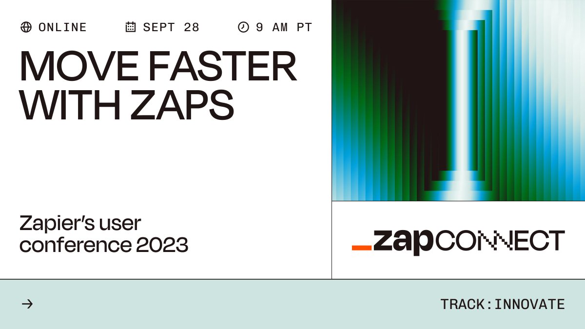 Have you signed up for #ZapConnect yet? Join us on September 28th to learn how you can accelerate your way toward success with AI and Automation. The schedule is filled with great sessions, workshops, and a celebrity keynote by @sama Tickets are free! ow.ly/CeGh50P7af1