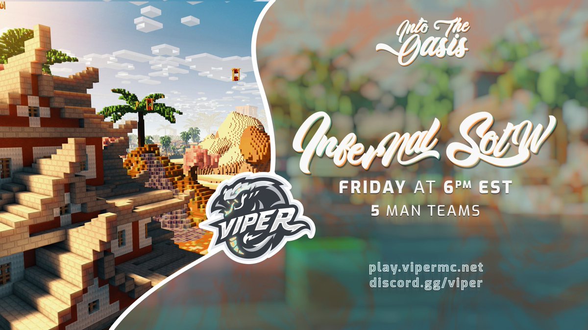 Infernal SOTW will take place this Friday at 6:00 PM EST! 

To celebrate our mini-update, we are giving away the following: 

🐍 5x High Roller Ranks 
🐍 5x Pyro Ranks 
🐍 10x Viper Oasis Cloaks 
🐍 30x Partner Packages

Follow us, retweet, and like to enter. GOOD LUCK! 💚