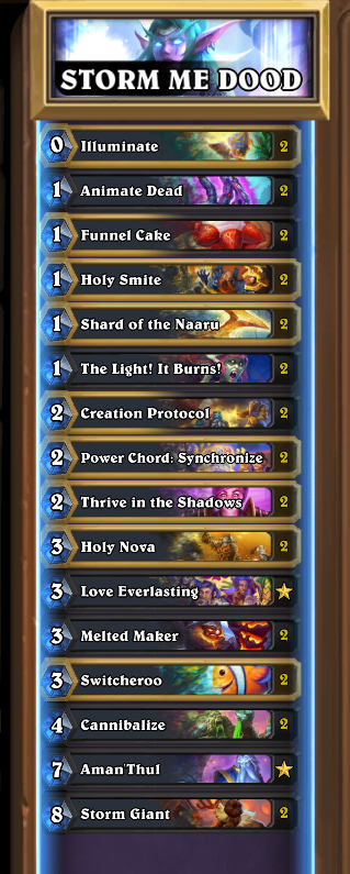 ClarkHELLSCREAM's tweet photo. Day 3 of TITANS... Things are BIG.

XiaoT cracked the code on Sif Mage. Only weakness is Sif getting ratted/theo'd. Nax'jar is 100% to increase combo dmg

Odyn Warrior feels solid! Might need some refinement.

Giant Priest may not be a meme. Extremely fun deck.

Also GIANT DRUID https://t.co/o3vjzSkmow