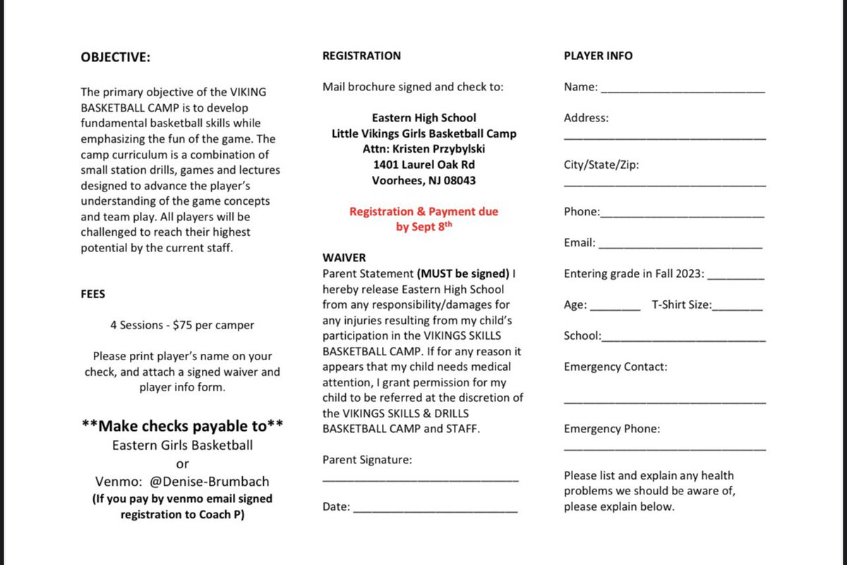 Little Vikings Fall Skills Clinic Registration deadline is Sept 8th 🏀🏀🏀🏀