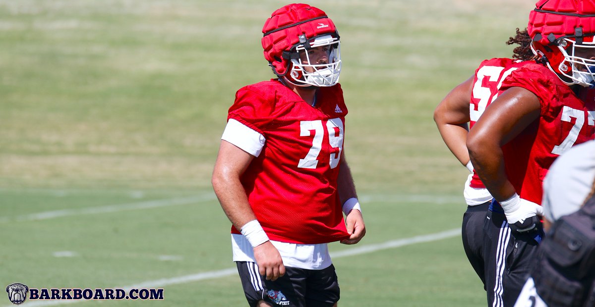 JacksonMoore247's tweet photo. In a development previously broken to BarkBoard VIP subscribers, Fresno State officially added local Kingsburg High School OL Jimmy Cranford to the roster on Thursday for Day 1 of camp. He'll wear No. 79. 
#FresnoState #GoDogs @JimmyCranford8 https://t.co/CoPuPAX6n4