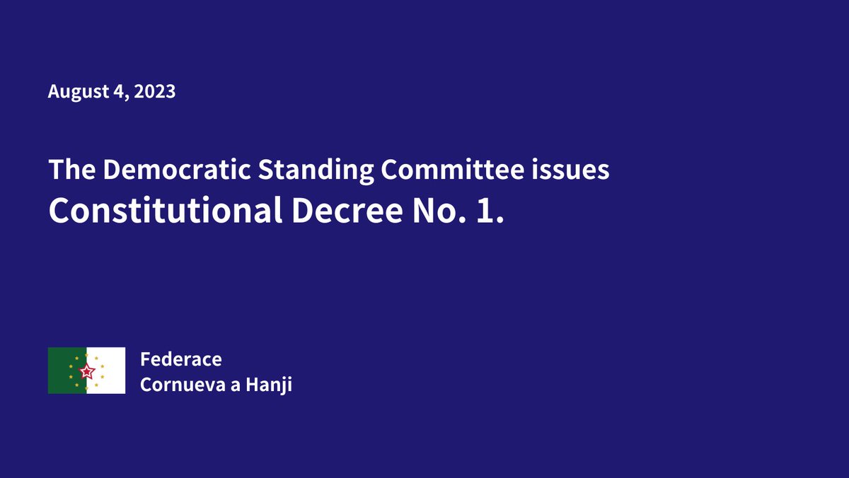 monreinava's tweet photo. The Democratic Standing Committee issues Constitutional Decree No. 1, establishing the Sovereign Territory Collective as stipulated, effective from today.

The STC will be a first-level region with non-autonomous status, governed by a Governor-general appointed by the president. https://t.co/mbur6Knwid