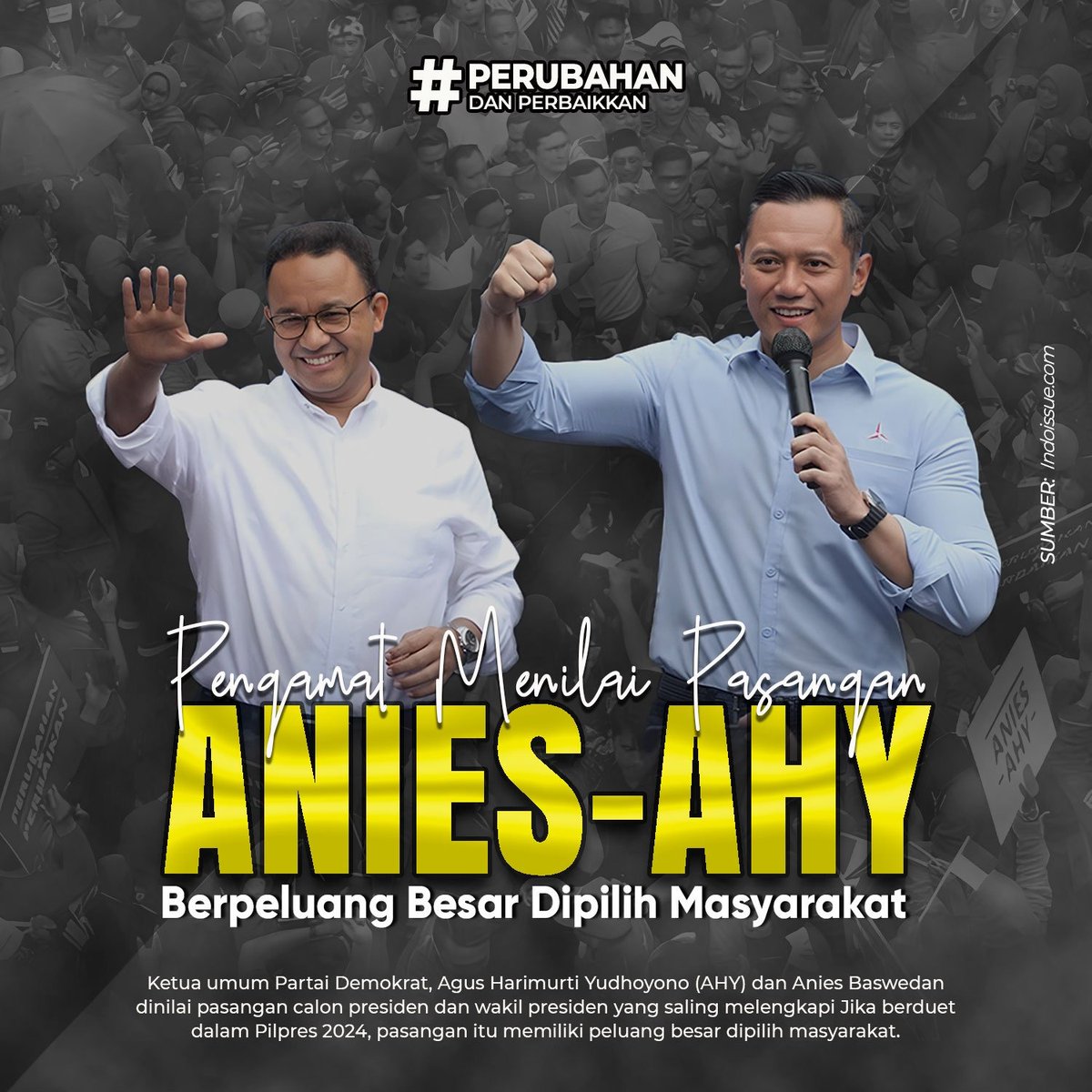 Pengamat Menilai Pasangan Anies-AHY Berpeluang dipilih masyarakat