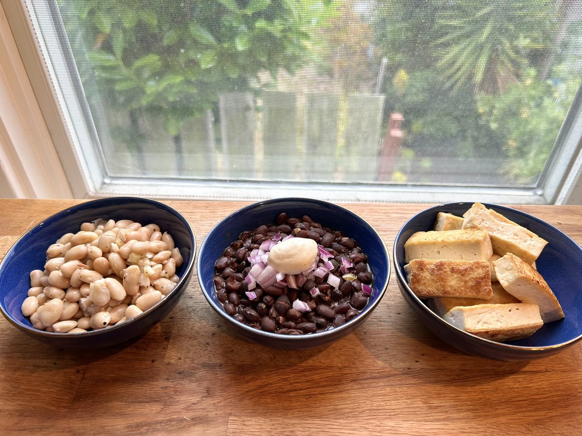 spiceboxtravels's tweet photo. My Beans 3 Ways demo for @kpsanfrancisco #PlantStrongProgram @PermanenteDocs 
Flavorful #plantbased proteins.
Because eating for health should be a joy!
Cannellini beans w/garlic 
Cuban-style black beans w/cashew cream 
Pan fried tofu
Recipes from #SpiceboxKitchen @hachettego https://t.co/rEPUrTccDm