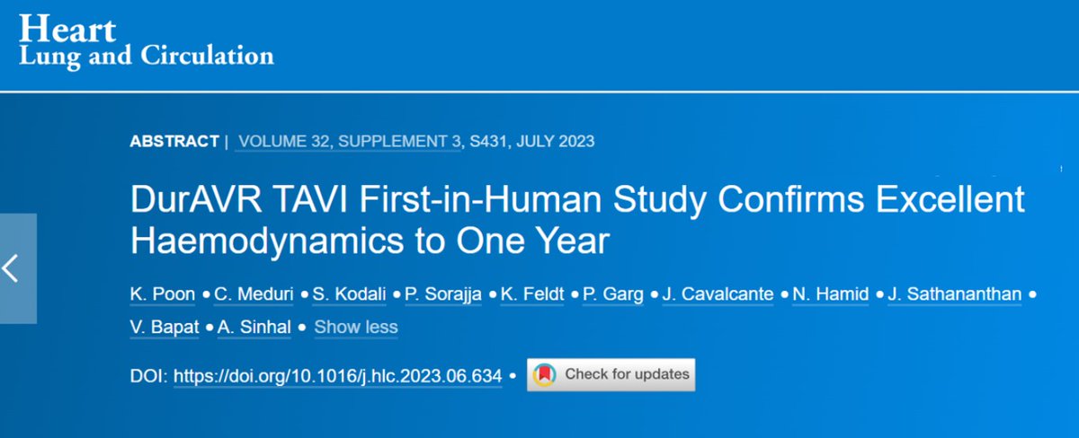 #AnterisTech is pleased to announce DurAVR™  FIH abstract has been published in Heart Lung and Circulation as part of the 71st Annual Scientific Meeting of the Cardiac Society of Australia and New Zealand, 3-6 August 2023, Adelaide, Australia. 

Visit: heartlungcirc.org/article/S1443-…