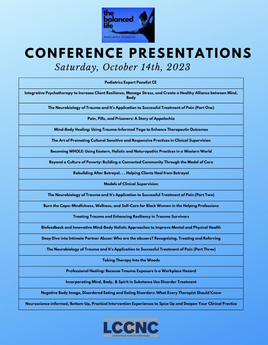 ArmstrongCFH's tweet photo. Join Dr. Tonya Armstrong, Dr. Clifton Garner and Melanie McIntyre on Sunday, October 15th for LCCNC’s 2023 "The Balance Life" Conference. This conference will also feature expert panelists on integrative Wellness and Pediatric Mental Health!

Sign up: https://t.co/HJ7ZU9IDii https://t.co/TplyDGSpdZ