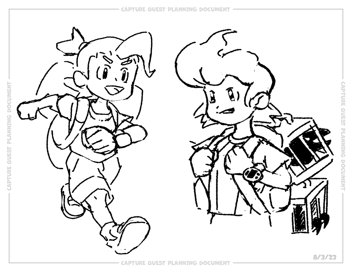 kyleculpart's tweet photo. more player character concept art  #CaptureQuestGame #fakemon #fakemonart #pokemongen1 #pokemongen2 #gameboy #monstertaming https://t.co/BfHp57x2SI