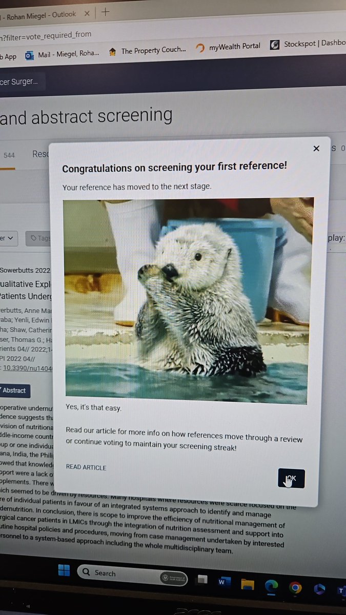 Getting lots of encouragement with this systematic review process! I assume I will always be supported by animals pics in the future.