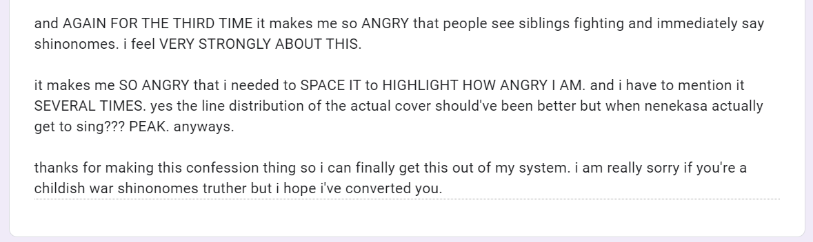 prosekawhisper's tweet photo. honestly i have really listened to childish war so i don't have much to say on this but based on your description i heavily agree with you. people mischaracterize the shinonome's so much that it infuriates me. they're just being siblings, nothing more, nothing less https://t.co/cTQNio0Pi5
