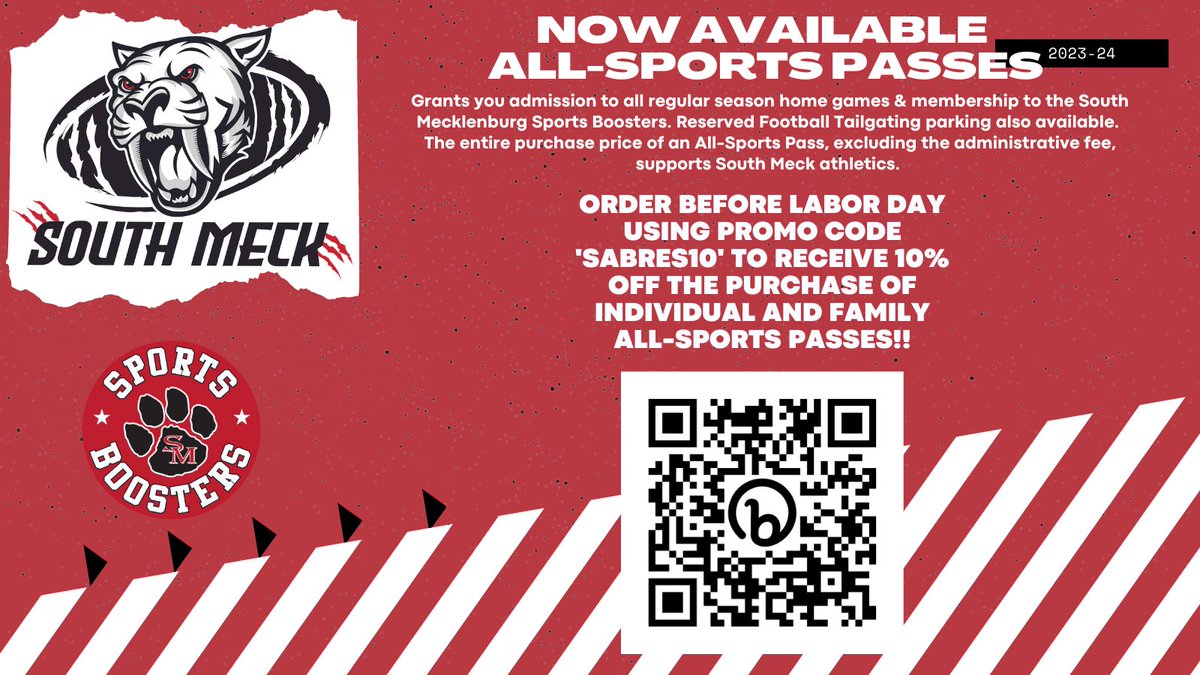 SouthMeckSB's tweet photo. Our All-Sports passes are now available! They are a great deal, and membership is included. Go to our website for information on how to buy them and a handy FAQ. Fall sports start in two weeks!
https://t.co/V25FFQneu1 https://t.co/BHkCqO4g92