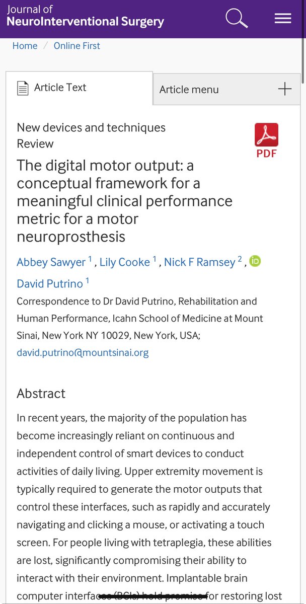 Implantable brain computer interfaces need clinical outcomes in trials that help people in need. It isn’t obvious what this looks like. Putrino and team proposing “Digital Motor Outputs - DMOS”. A measurable restoration of output from the brain to control smartphones for people’s…