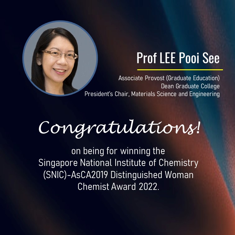 Congrats to #nisthfellow Prof Lee Pooi See, for winning the Singapore National Institute of Chemistry (SNIC)-AsCA2019 Distinguished Woman #chemist Award 2022. She was lauded for advancing flexible & stretchable #softelectronics for human-machine interfaces. #nisth #SocialImpact