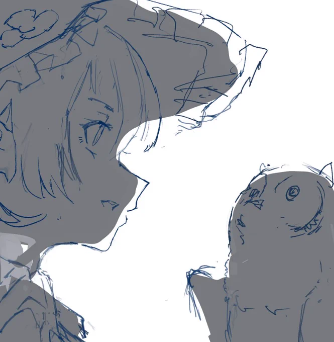 どうせ書き込むときに塗るので、輪郭線とか綺麗なシルエットの地塗りもやめた