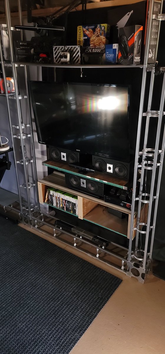 EnviousMods's tweet photo. I've finally got most of the floating TV shelves built in the new podcast studio. 

Now it's time for some paint and aluminum!

#enviousmods #beenvied #diy #furniture #podcast #Studio https://t.co/WsOZIOMnC4