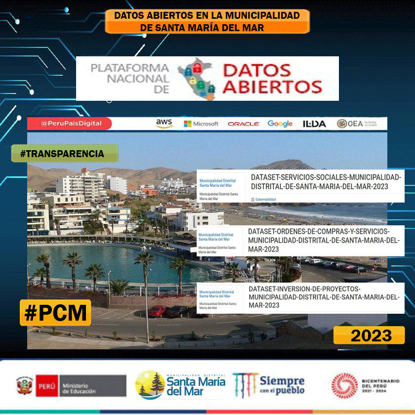munisantamariad's tweet photo. MUNICIPALIDAD DISTRITAL DE SANTA MARÍA DEL MARSE UNE A LA PLATAFORMA NACIONAL DE DATOS ABIERTOS
órdenes-de-compras-y-servicios 2023
Link:
https://t.co/CWoPJZ33Vw
inversión-de-proyectos 2023
Link: https://t.co/sksSAISpSL
servicios-sociales 2023
Link: https://t.co/YTdgAwN65N https://t.co/IPDNIPmjgG