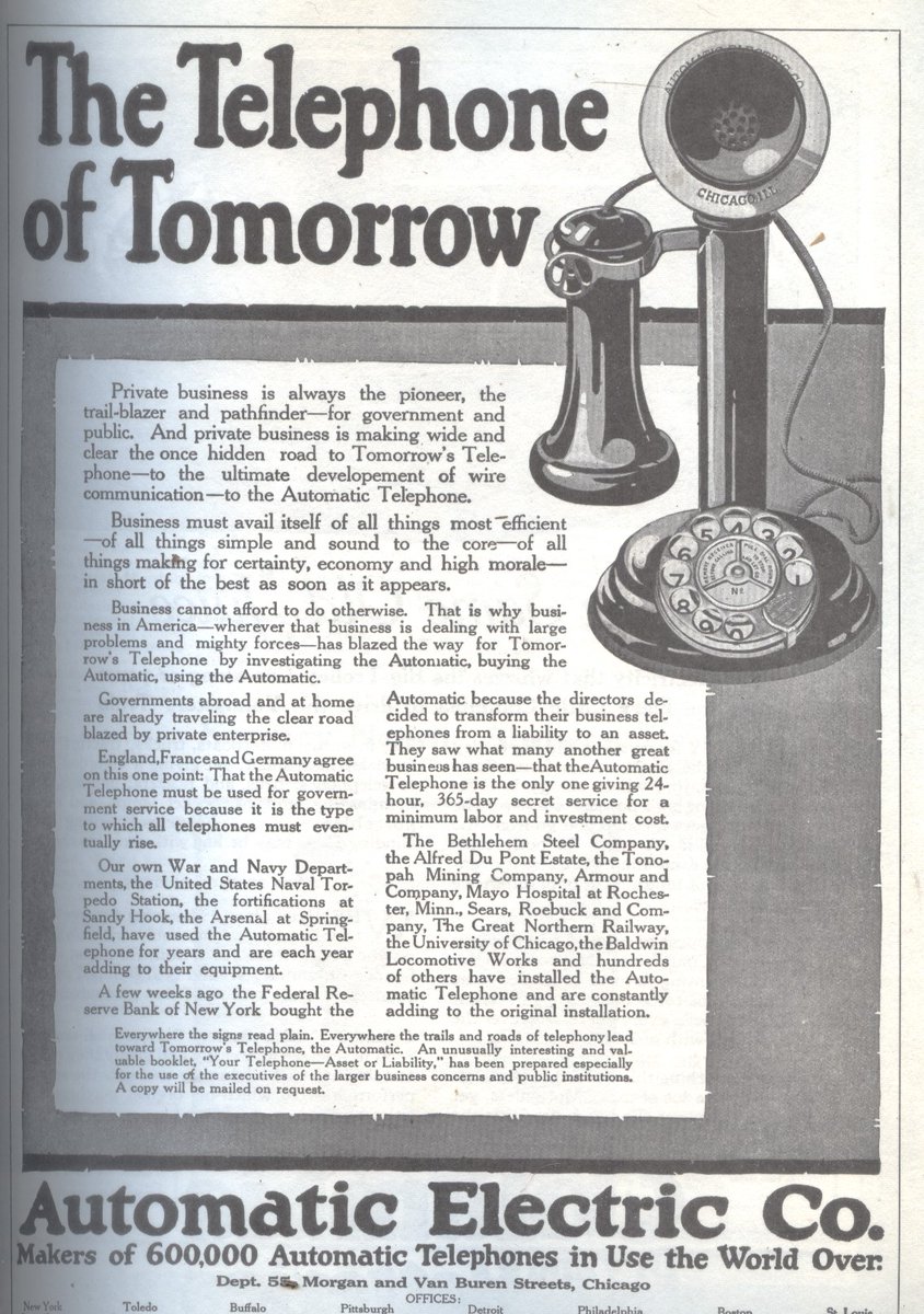 Moving from radios to phones, here's a 1916 ad for "The Telephone of Tomorrow":