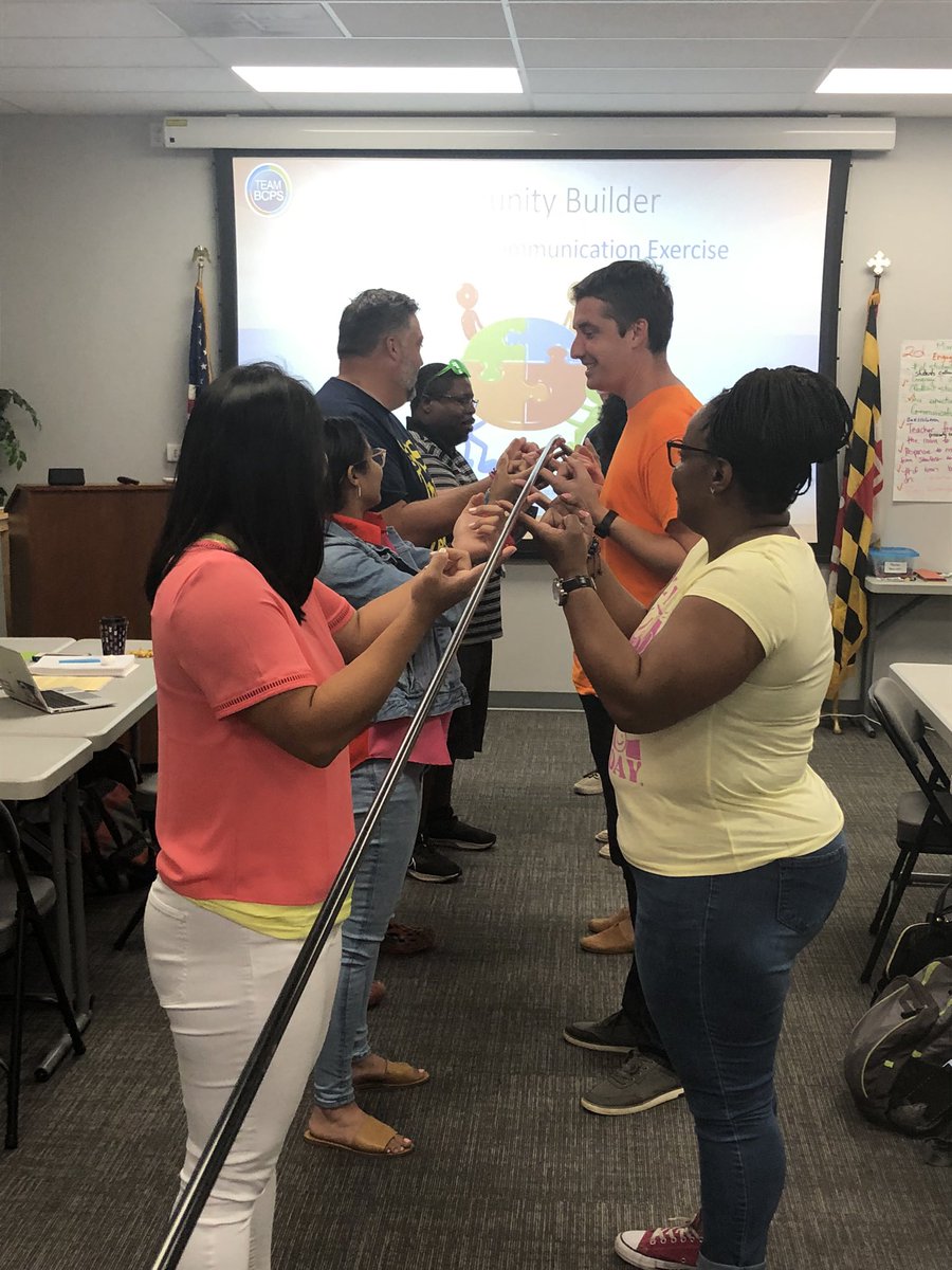 bcps_par's tweet image. First-year CTs participated in an awesome community builder. Great concentration and teamwork! #TeamBCPS #FrameworkforTeaching #SpiritWeek #NeonDay #BCPSPAR