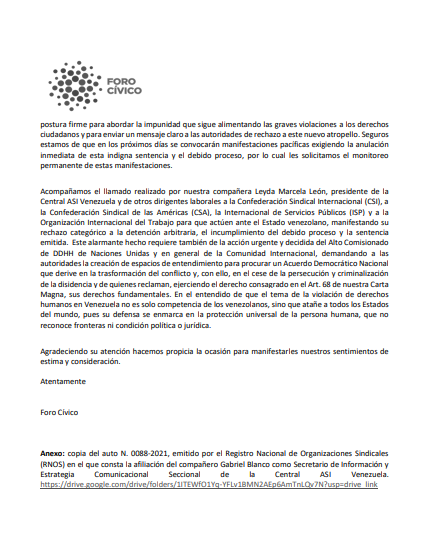 ForoCivicoVzla's tweet photo. CARTA ABIERTA AL ALTO COMISIONADO DE DDHH Y A LA COMUNIDAD INTERNACIONAL.

Descargar documento aquí:
https://t.co/kLsPzCA8iQ https://t.co/fD9ncxNPcI