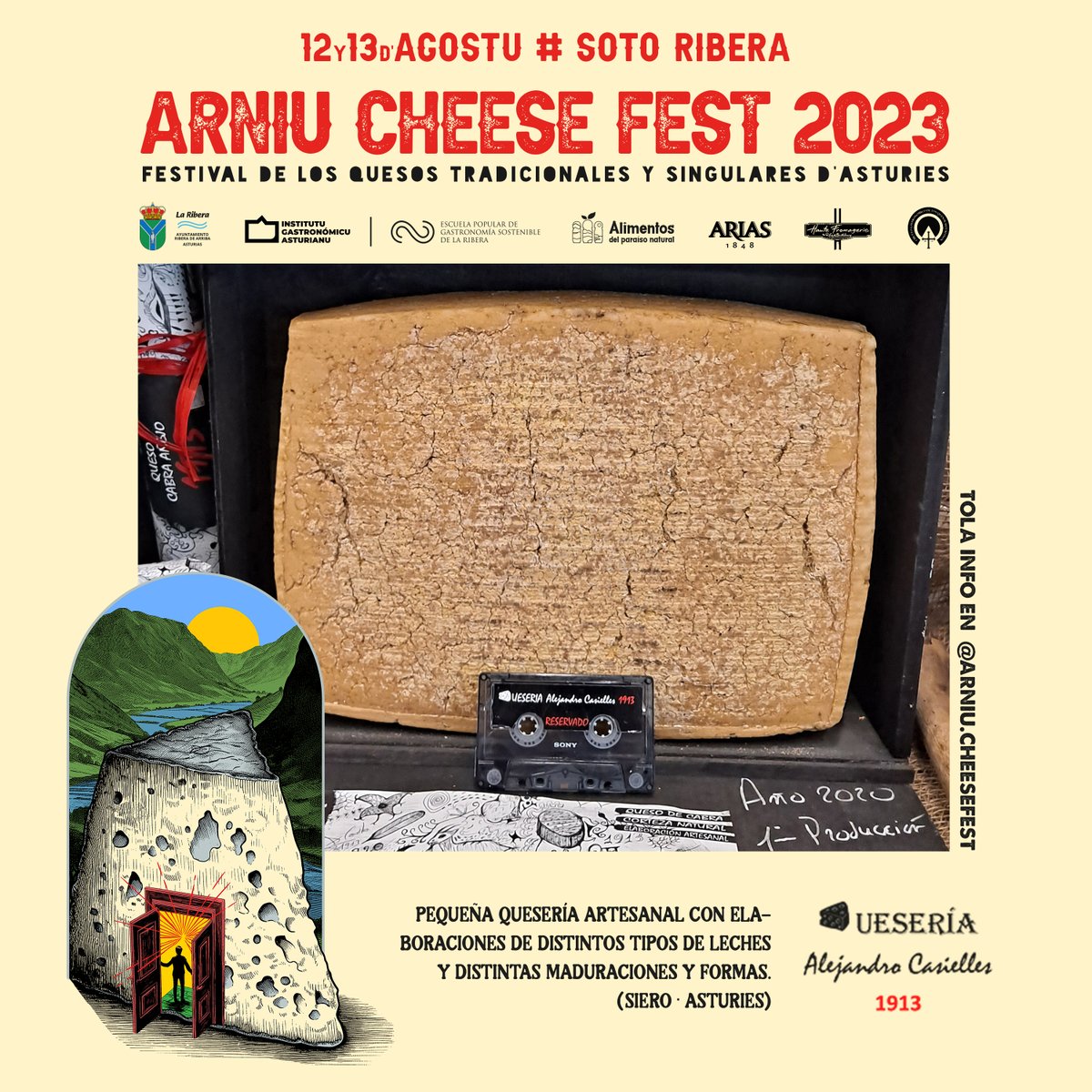 arniucheesefest's tweet photo. 🧀 ¡Quesería Alejandro Casielles 1913! Acompáñaranos otra edición más en @arniucheesefest  
Quesería artesanal pequeña con ellaboraciones d’estremaes tribes de lleche y diferentes maduraciones y formes.
📍Lieres, Asturies.
💛 Esperámoste:
12 y 13 d’agostu en Soto Ribera. https://t.co/XOngeiFJLs