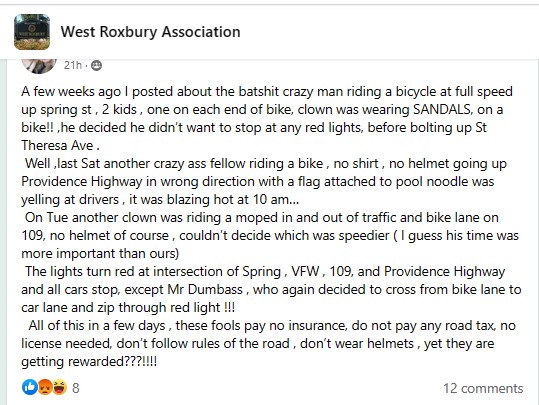 wtfdic_hour's tweet photo. I'll tell ya, nothing riles up the Westie whiteys like those damn Twittah using, @wutrain donatin' bike riders, #bospoli! #facebook_twitter ! https://t.co/HGplTg2DhK