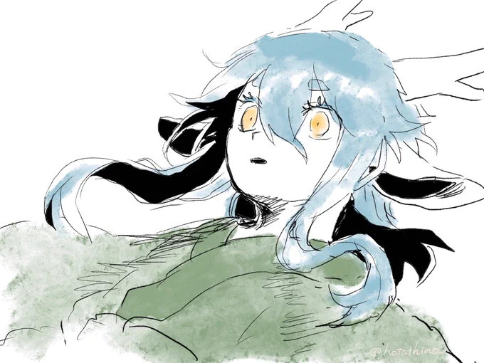 昨晩、描きながら寝落ちした落書き(色だけ今朝つけました)
