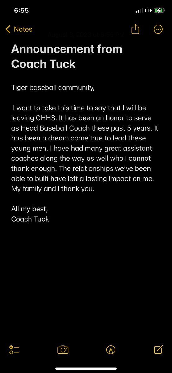 🚨Announcement from Coach Tuck
