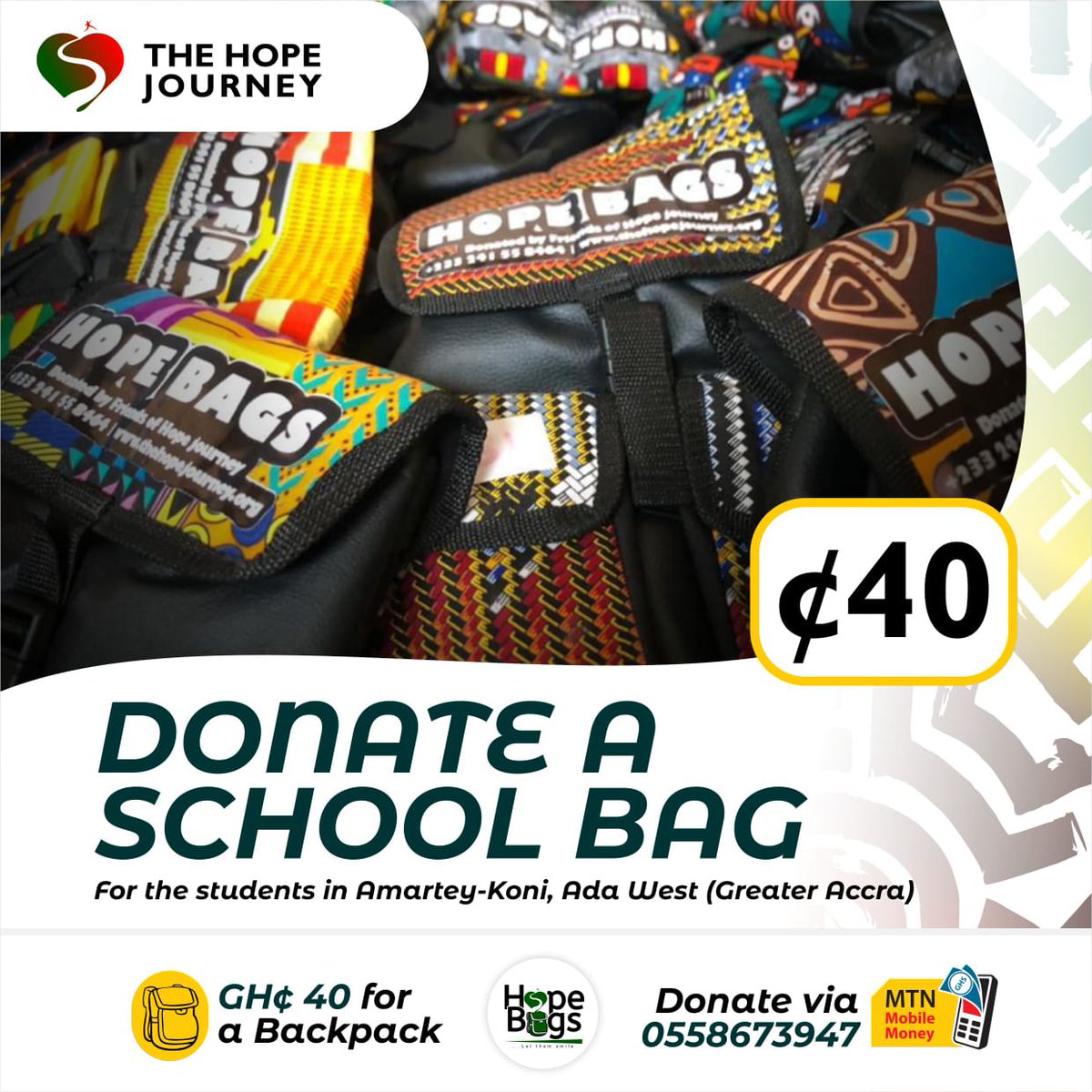 eckoowusu's tweet photo. Introducing the #HopeBags, where the magic of Christmas meets crowdfunding! Join us in creating unforgettable moments for children this Christmas 🎁 Let's put smiles on their faces and beacons of love in their hands ❤️ #BeTheChange https://t.co/5rWFQSc9s6