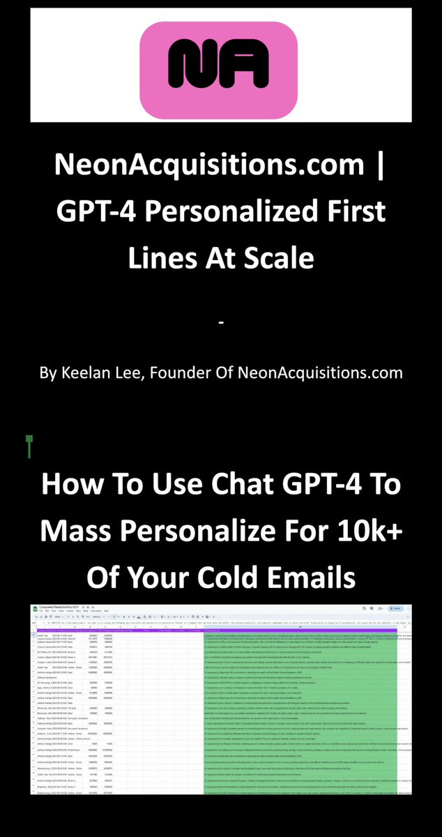 Younghezzyy's tweet photo. Made A Doc on how to use GPT-4 to mass personalize 10k+ unique emails without lifting a finger

Only sending it to the first 75 people that comment “Send” 

(Must be following) https://t.co/uUumWsJMAk