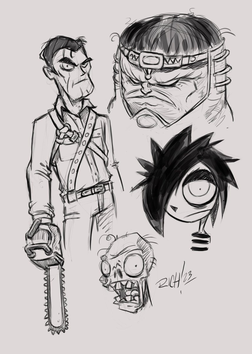 rich_werner's tweet image. RESULTS from todays live stream! Ash from Evil Dead, Modok and Nia from the &quot;I can&apos;t Sleep&quot; series on You Tube. #TwitchStreamers #EvilDead #Modok #digitalart #Sketching #zombies