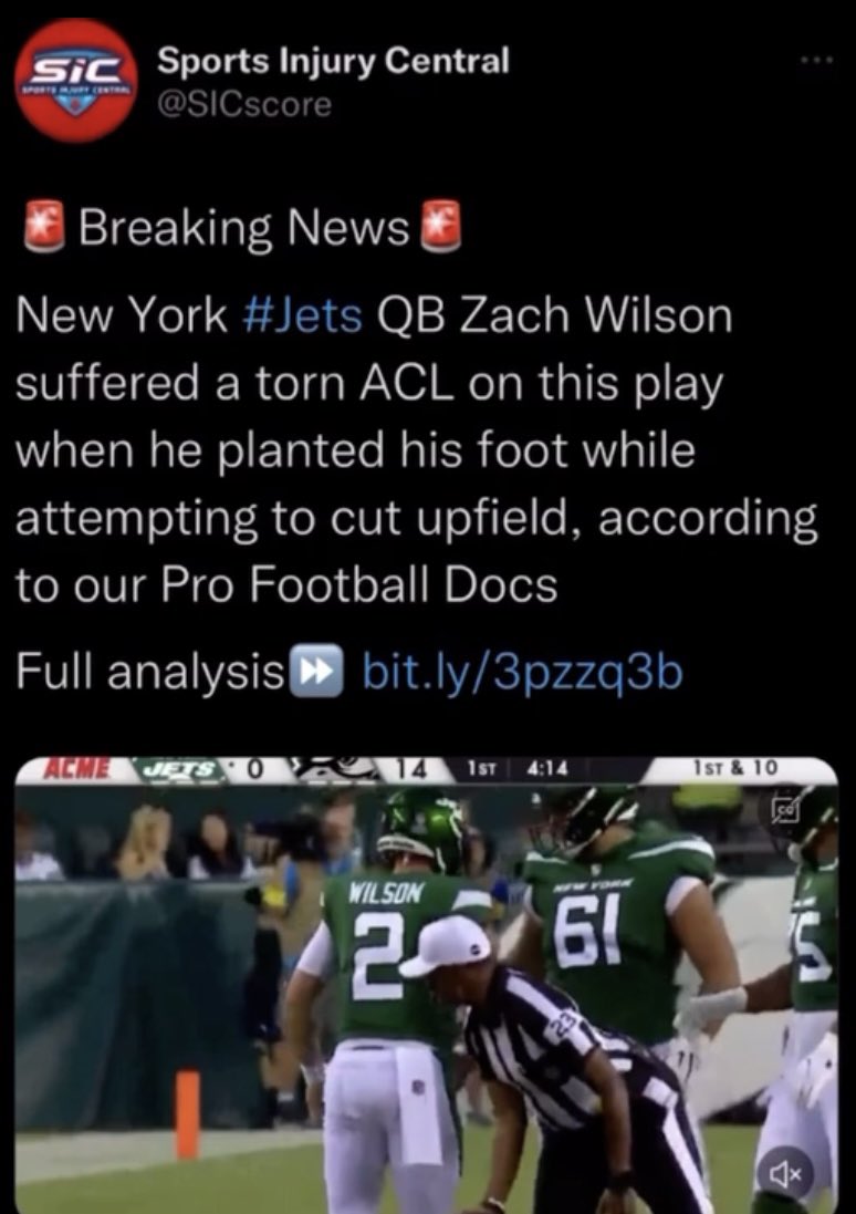 FFSchmucks's tweet photo. Never forget the last time Zach Wilson played a preseason game @FantasyReceipts #HackDoc https://t.co/utqItDpty1